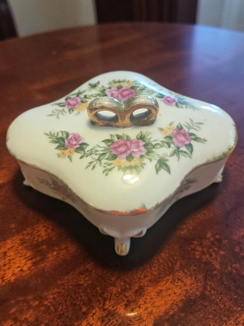 Vintage Arnat Porcelain Footed Trinket Box